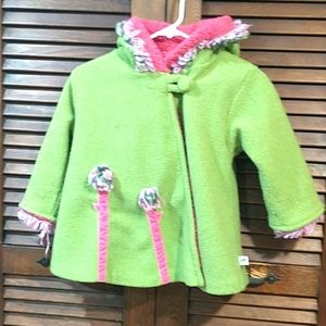 Corky & Company Girl's Green Coat with Pink Flowers Size 4T
